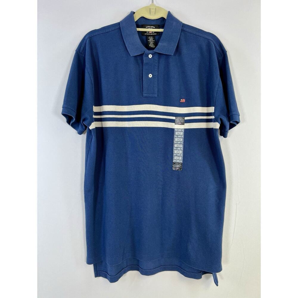 VTG Polo Ralph Lauren Jeans Company Men’s Rugby Polo Shirt Size M Blue White NWT